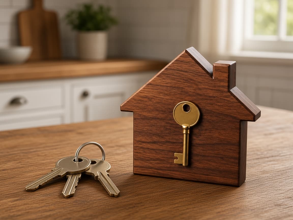 House Closing Gift design concept beside everyday objects for scale